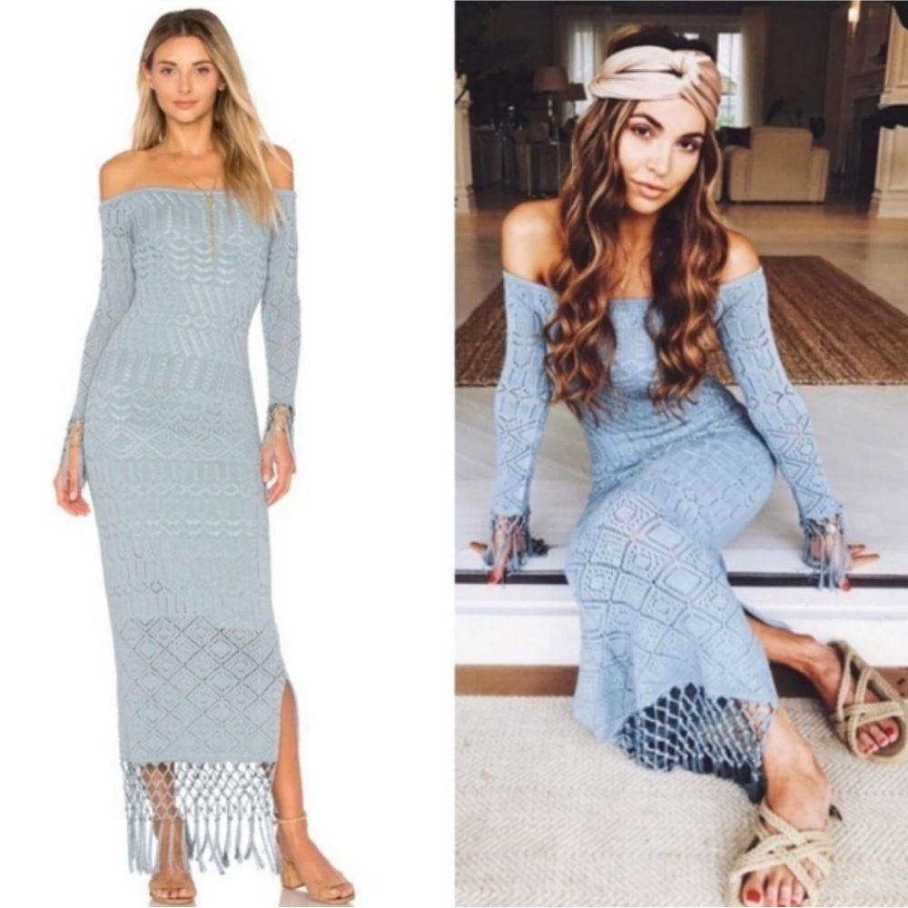 House of Harlow 1960 Blue Off-Shoulder Dress